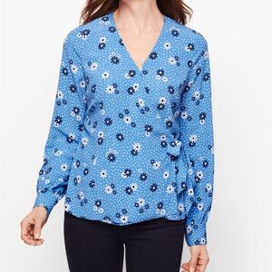 NWT Talbots | Poet Sleeve Wrap Top - flowers and dots